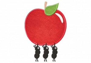 Ants-Carrying-Apple-Applique-5x7-Inch
