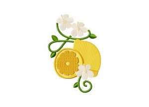 Lemon and Flowers Stitched 5_5