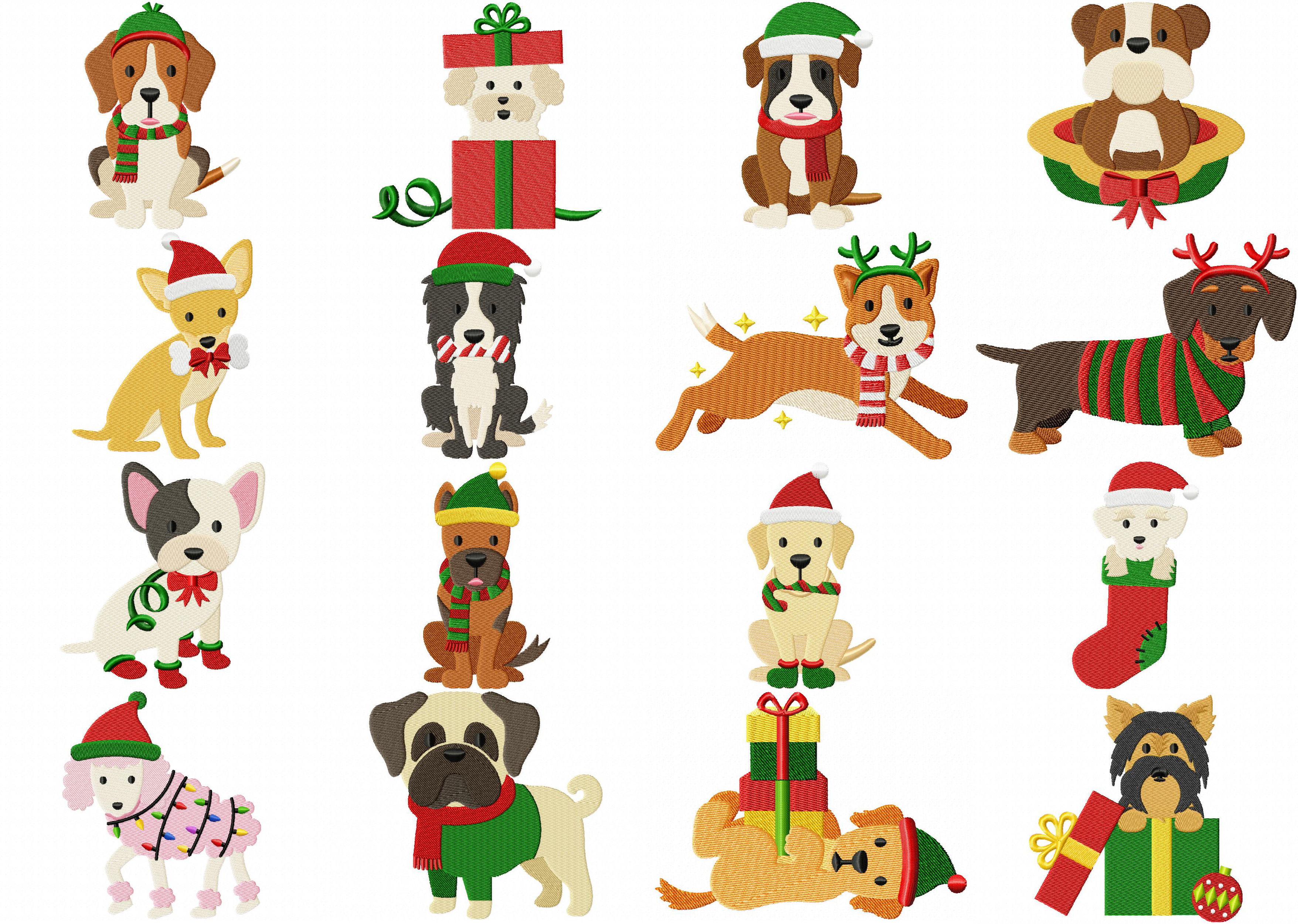 Christmas Dog Breed Pack 16 Embroidery Designs $2.99! Woof :) – Embroidery Super Deal