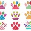 Cute Colorful Cat Paws Machine Embroidery Designs