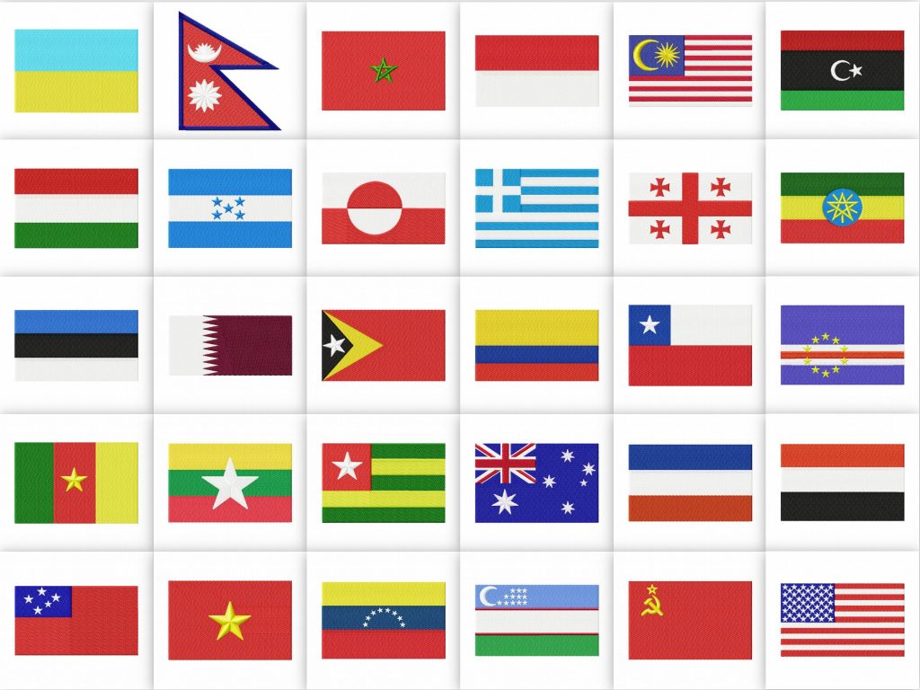 100 world flags embroidery designs pack  embroidery super deal
