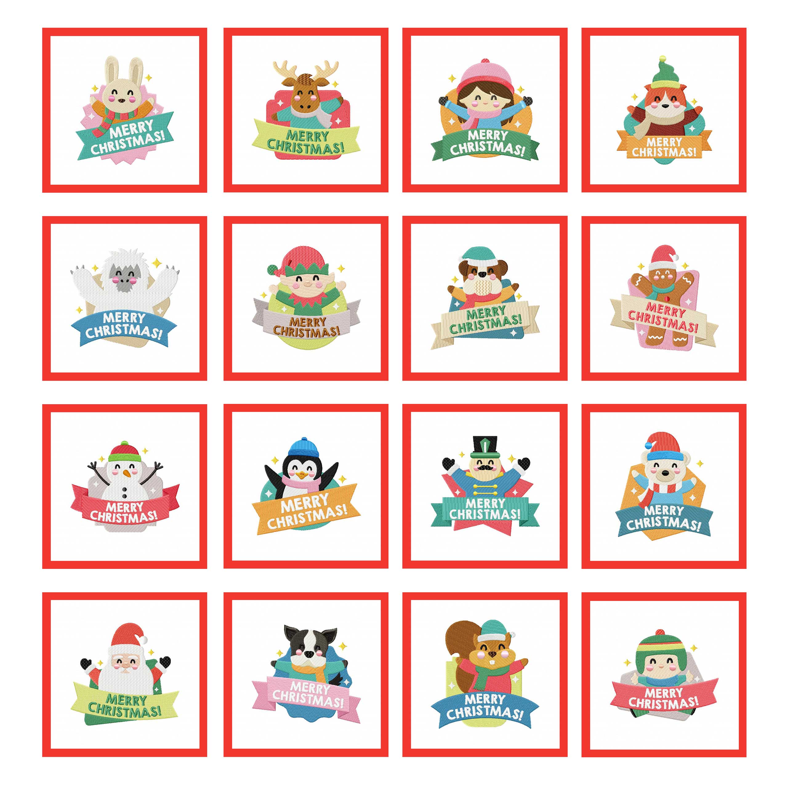 Dollar Week Day 1 16 Merry Christmas Labels Embroidery Super Deal