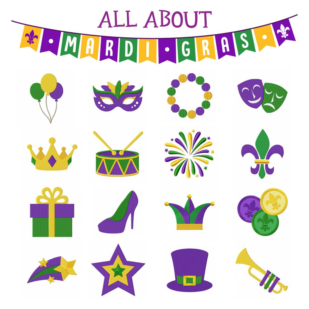 16 All About Mardi Gras Embroidery Design Pack Embroidery Super Deal