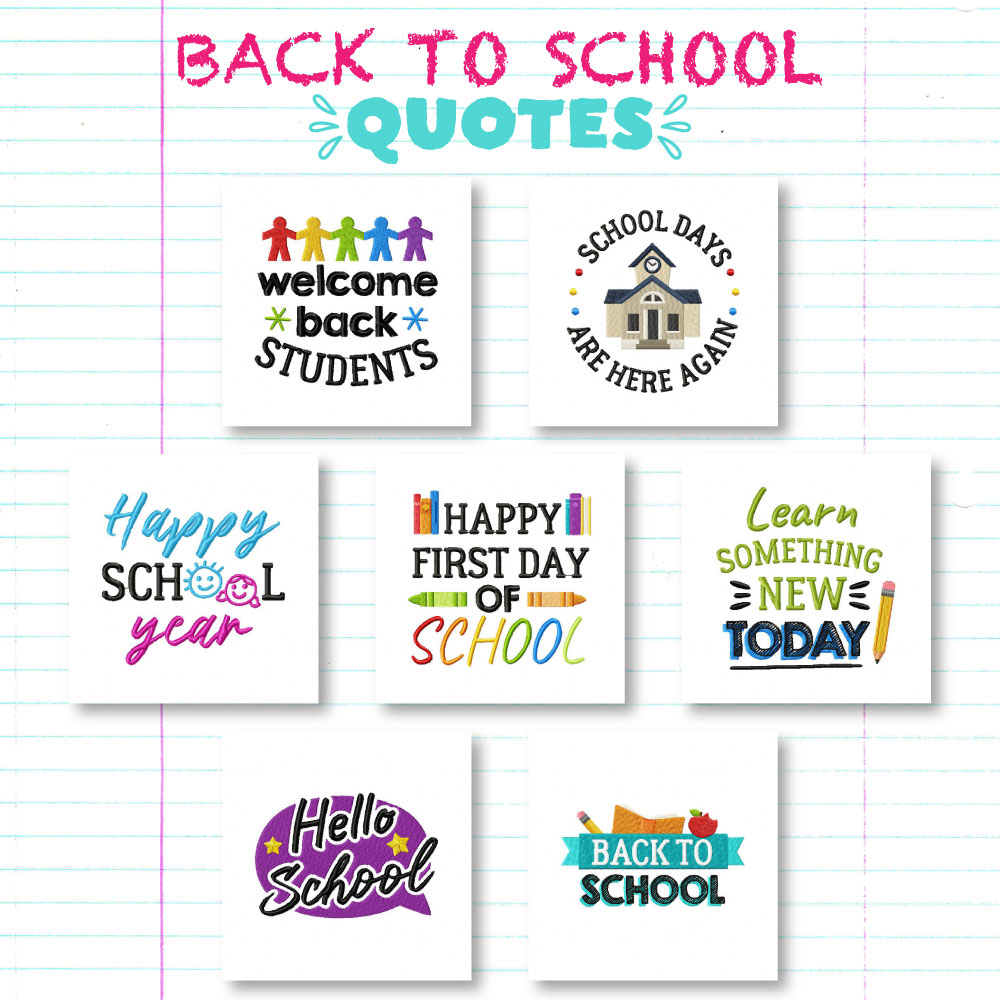 Dollar Week Day 1 Back To School Quotes Embroidery Designs Pack Embroidery Super Deal