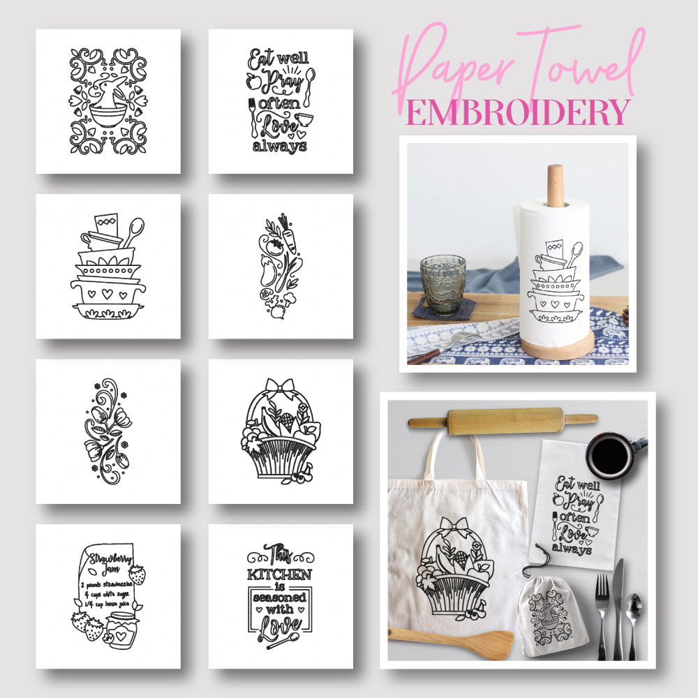 Kitchen Towels Pack II Embroidery Design Pack – Embroidery Super Deal