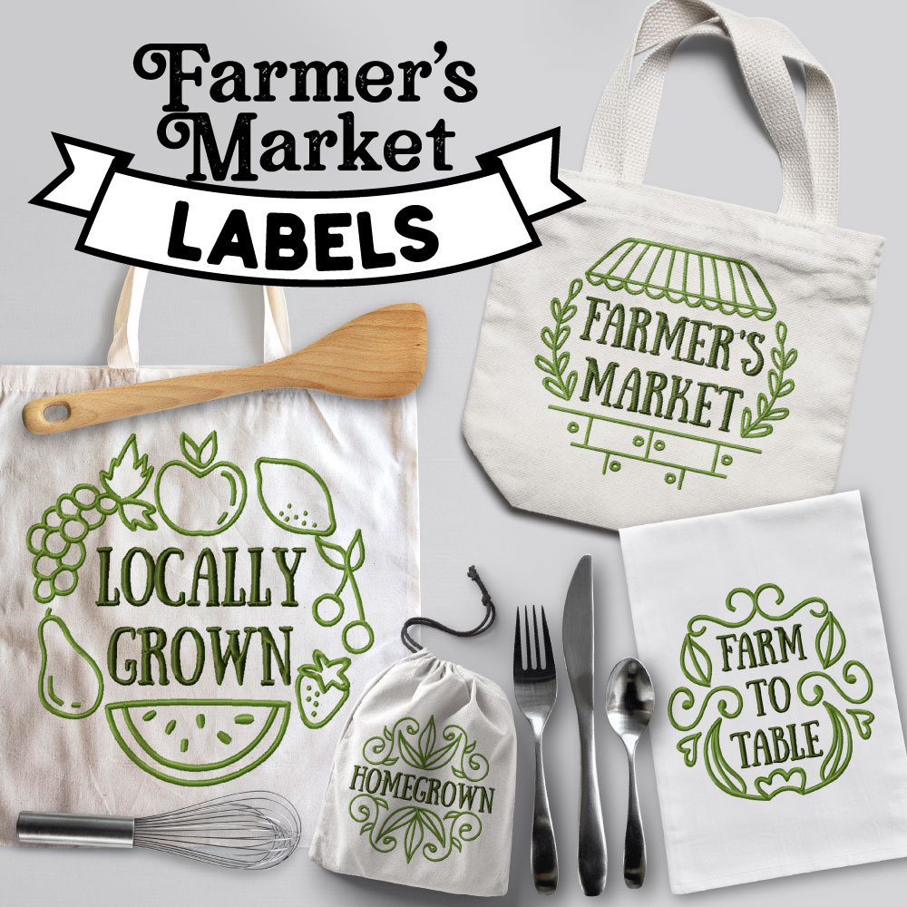 Farmer's Market Iron-On Embroidery Patterns