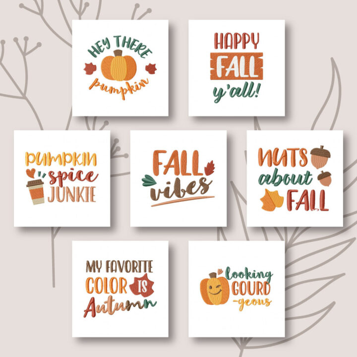 7 Fall Vibes Embroidery Design Pack