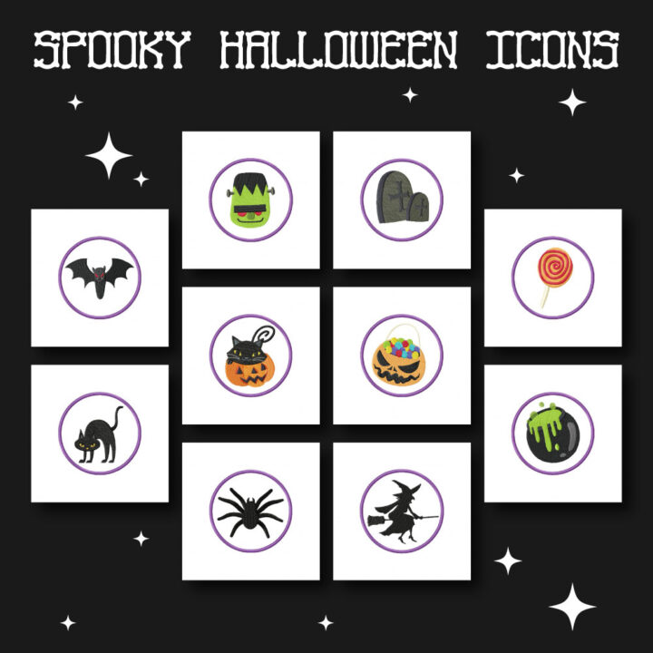 Halloween Week Day 3 - Spooky Halloween Icons Embroidery Design Pack - Image 2