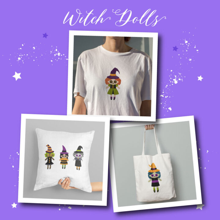 Halloween Week Day 4 - Witch Dolls Embroidery Design Pack - Image 2