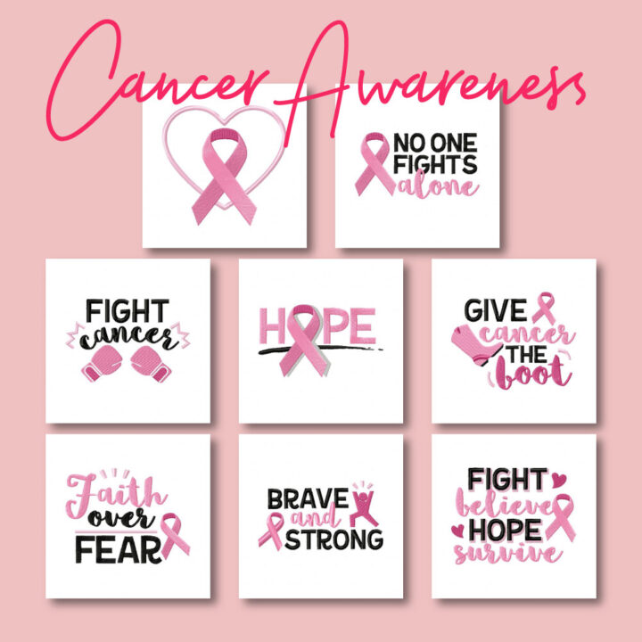8 Cancer Awareness Embroidery Design Pack