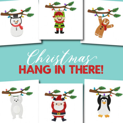 Christmas Week Day 1 - Hang In There! Embroidery Design Pack