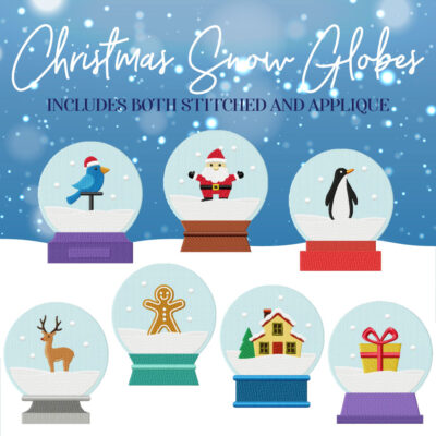 16 Christmas Snow Globes Embroidery Design Pack