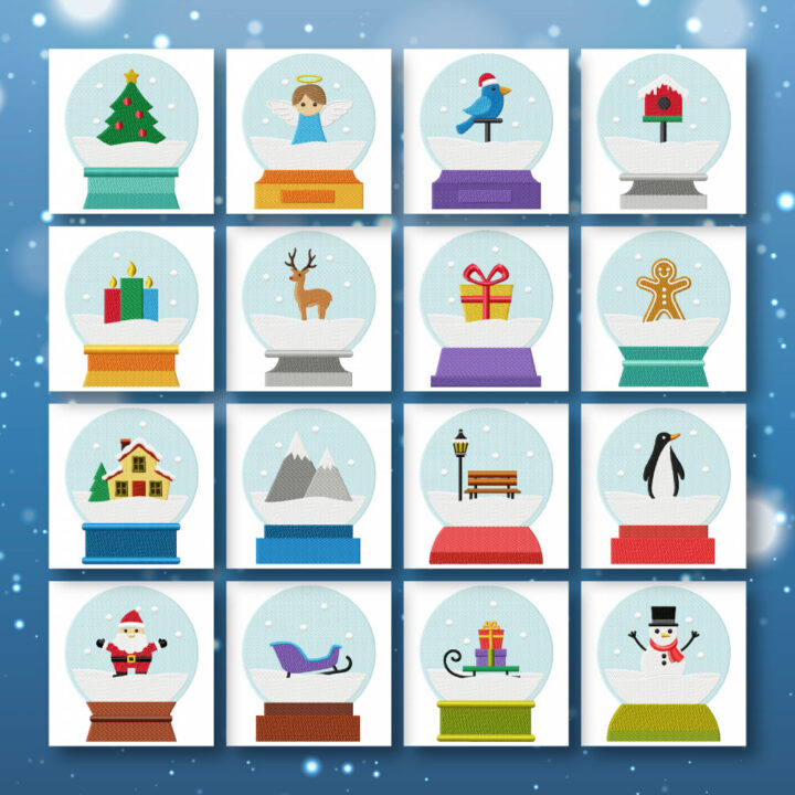 16 Christmas Snow Globes Embroidery Design Pack - Image 2