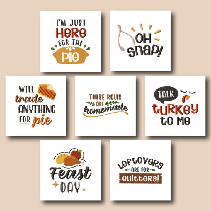 19 Big Thanksgiving Typography Embroidery Design Pack - Image 2