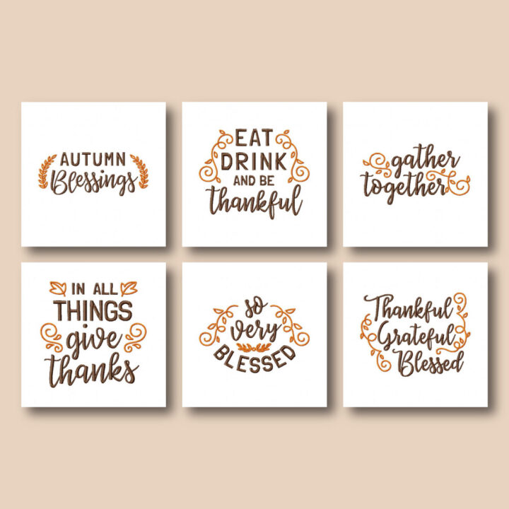 19 Big Thanksgiving Typography Embroidery Design Pack - Image 4
