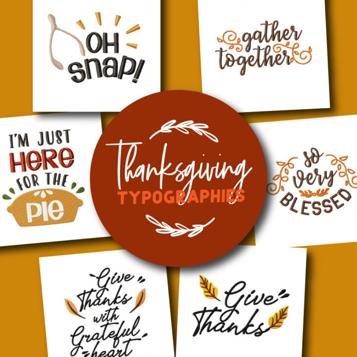 19 Big Thanksgiving Typography Embroidery Design Pack