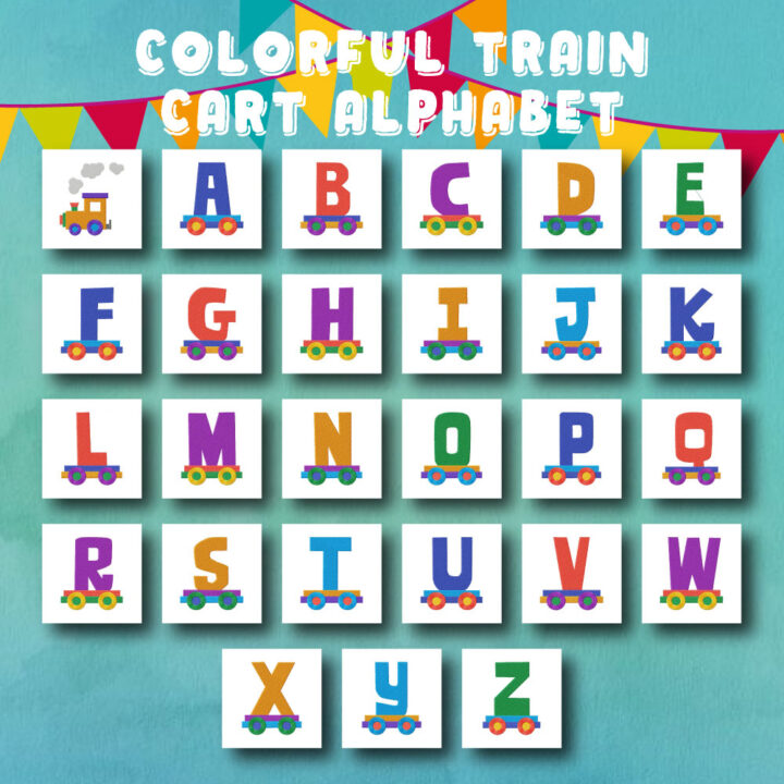 27 Colorful Train Cart Alphabet Embroidery Design Pack