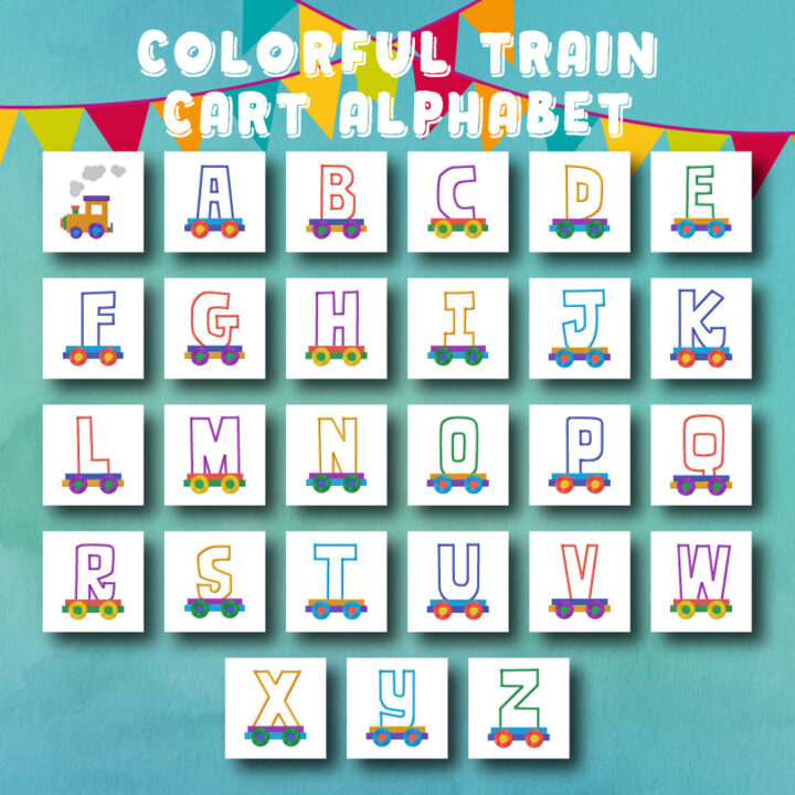 27 Colorful Train Cart Alphabet Embroidery Design Pack - Image 2