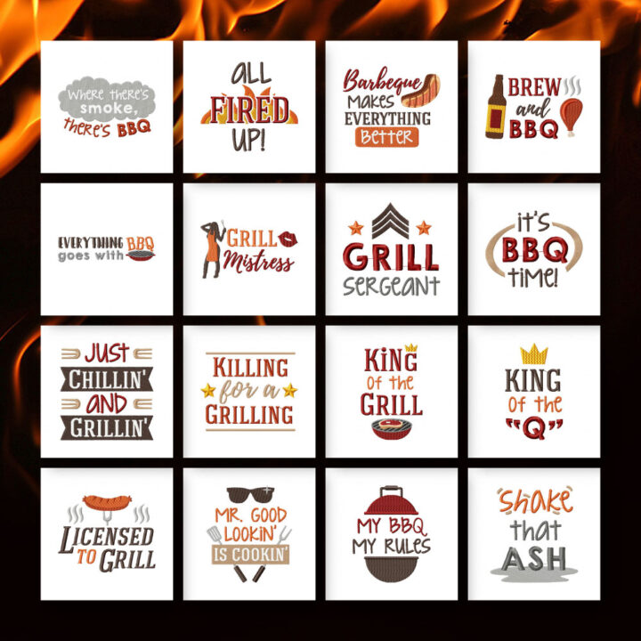 16 BBQ Sayings Embroidery Design Pack - Image 2
