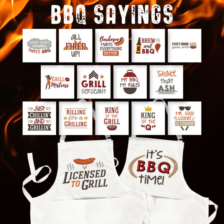 16 BBQ Sayings Embroidery Design Pack