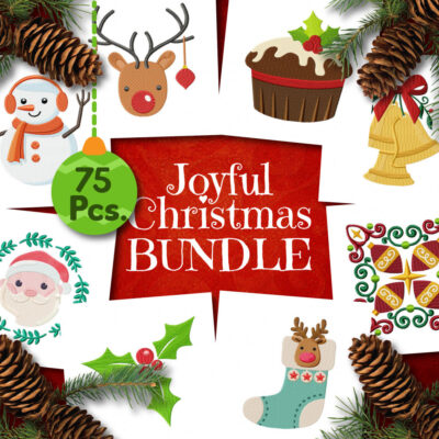 75 Joyful Christmas Embroidery Design Pack