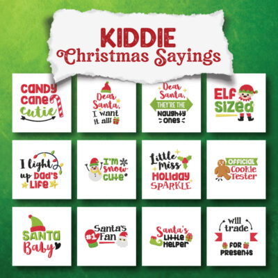 12 Kiddie Christmas Sayings Embroidery Design Pack
