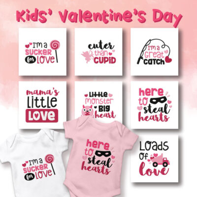 7 Kids' Valentine's Day Quotes Embroidery Design Pack