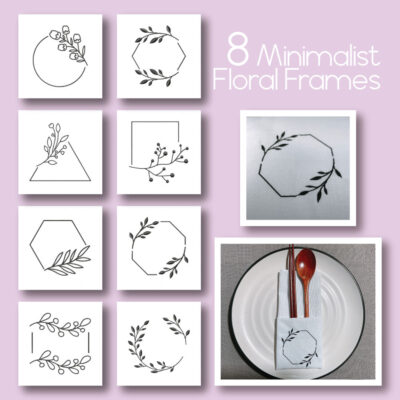 8 Minimalist Floral Frames Embroidery Design Pack