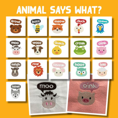 16 Animal Says What? Embroidery Design Pack