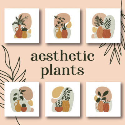 6 Aesthetic Plants Embroidery Design Pack