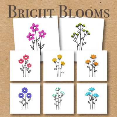 8 Bright Blooms Embroidery Design Pack