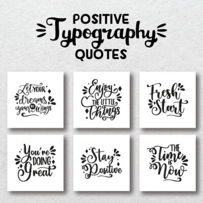 6 Positive Typography Quotes Embroidery Design Pack