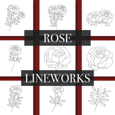 9 Rose Lineworks Embroidery Design Pack