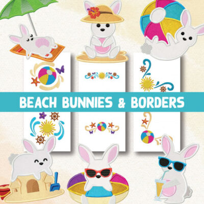 11 Beach Bunnies And Borders Embroidery Design Pack