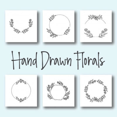 6 Hand Drawn Florals Embroidery Design Pack