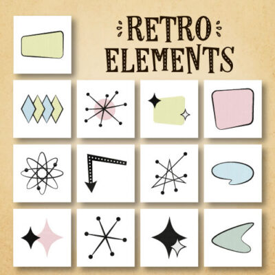 13 Retro Elements Embroidery Design Pack