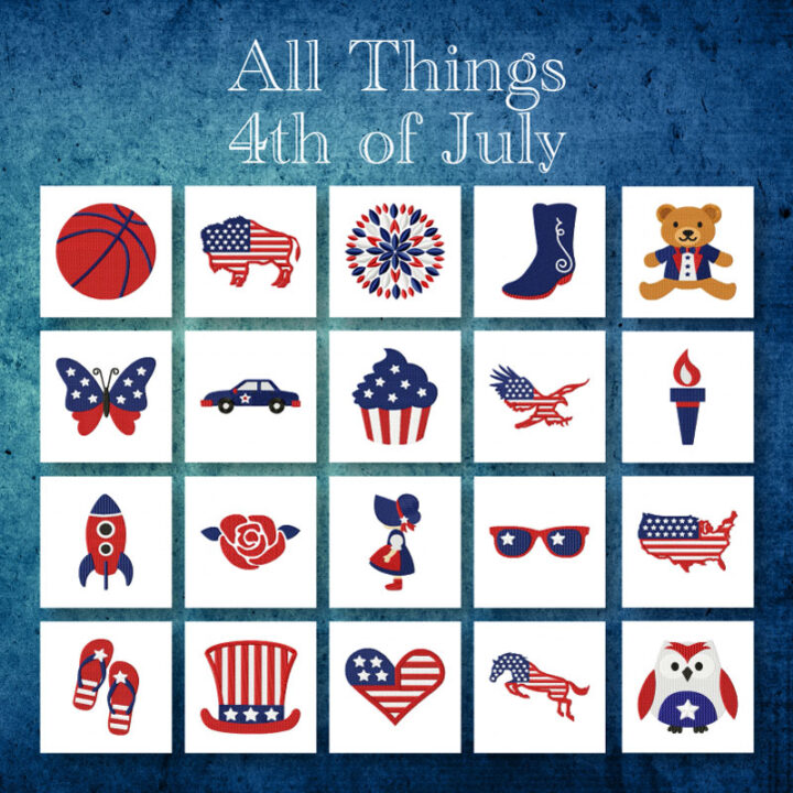 20 All Things 4th Of July Embroidery Design Pack