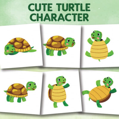 6 Cute Turtle Character Embroidery Design Pack