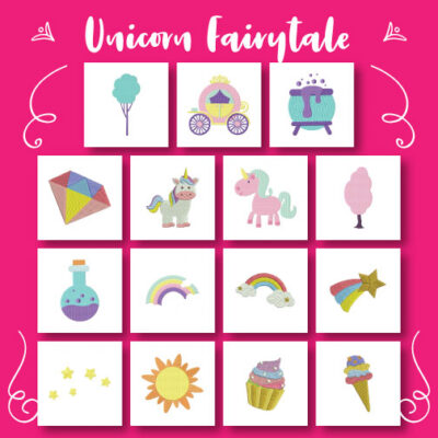 15 Unicorn Fairytale Embroidery Design Pack