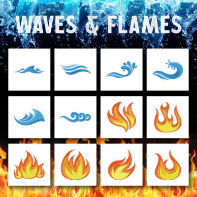 12 Waves And Flames Embroidery Design Pack