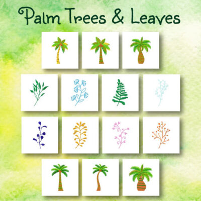 14 Palm Trees And Leaves Embroidery Design Pack