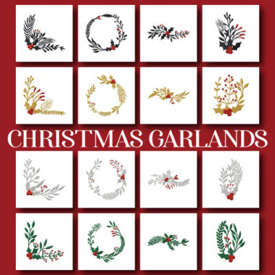 16 Christmas Garlands Embroidery Design Pack