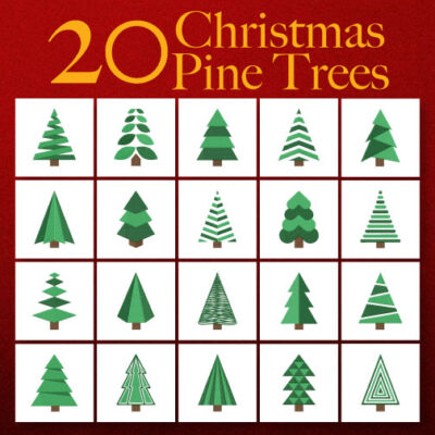 20 Christmas Pine Trees Embroidery Design Pack