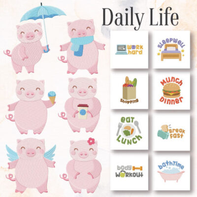 14 Daily Life Embroidery Design Pack