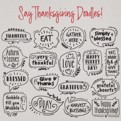17 Say Thanksgiving Doodles Embroidery Design Pack