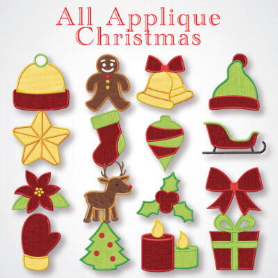 24 All Applique Christmas Stitched and Appliqué Embroidery Design Pack
