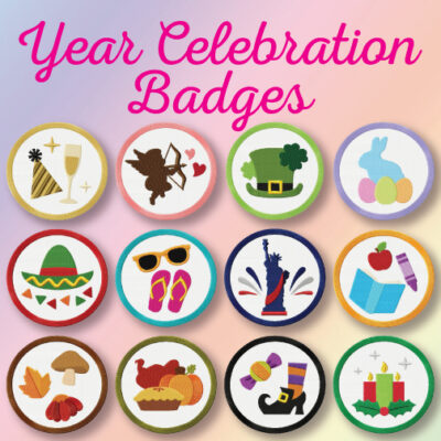 12 Year Celebration Badges Embroidery Design Pack