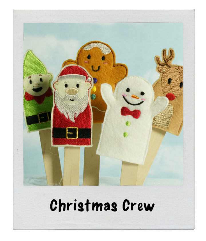 Pack of 5 Christmas Crew In The Hoop Finger Puppets!