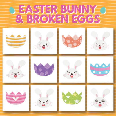 12 Easter Bunny And Broken Eggs Stitched Embroidery Design Pack