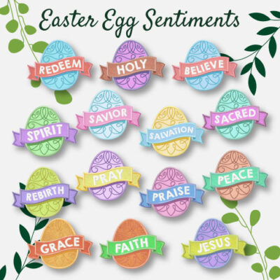15 Easter Egg Sentiments Appliqué and Stitched Embroidery Design Pack